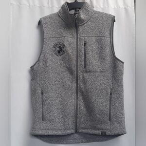 LL Bean Men's  Fleece Sweater Vest   Gray Medium Woodchuck Hard Cider